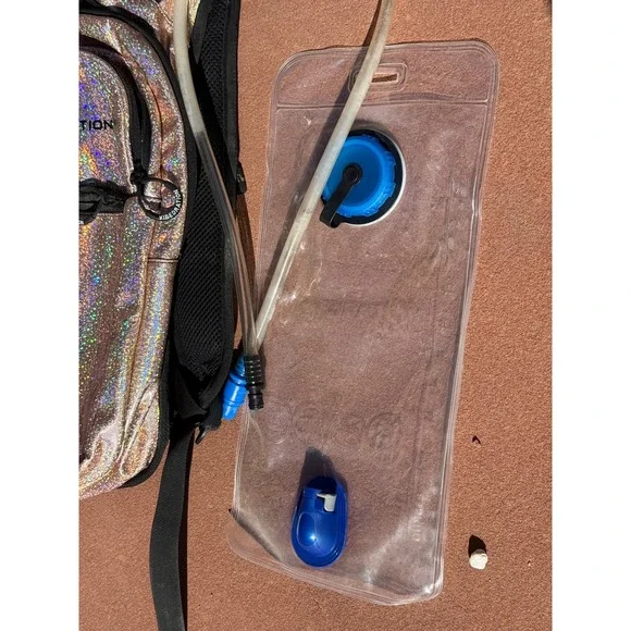 VIBEDRATION Rose Gold Holographic Water Backpack Festival Rave Travel Bladder - Picture 4 of 7